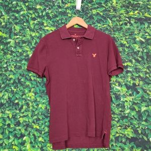 American Eagle Dark Red Polo T-Shirt